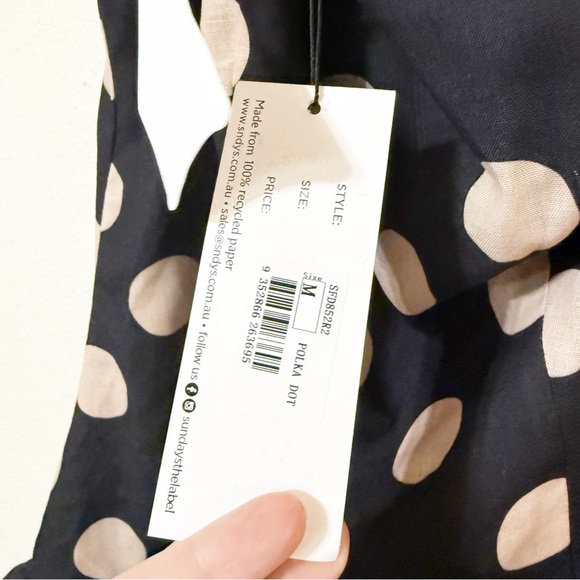 SNDYS x REVOLVE Briella One Shoulder Polka Dot Bubble Hem Mini Dress size Medium - Picture 7 of 9